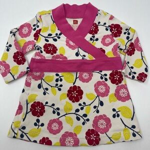 TEA COLLECTION: Long Sleeve Flower Dress, Size XS (3-6 months)